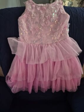 Rare Editions Pink Layered Tulle Party Dress